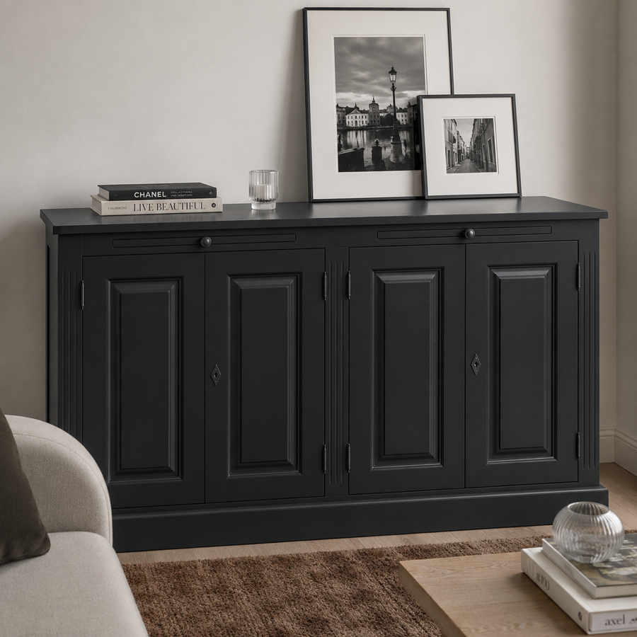 Buffet - Amboise - Solid Pine - 151 x 51 x 84 cm - Black