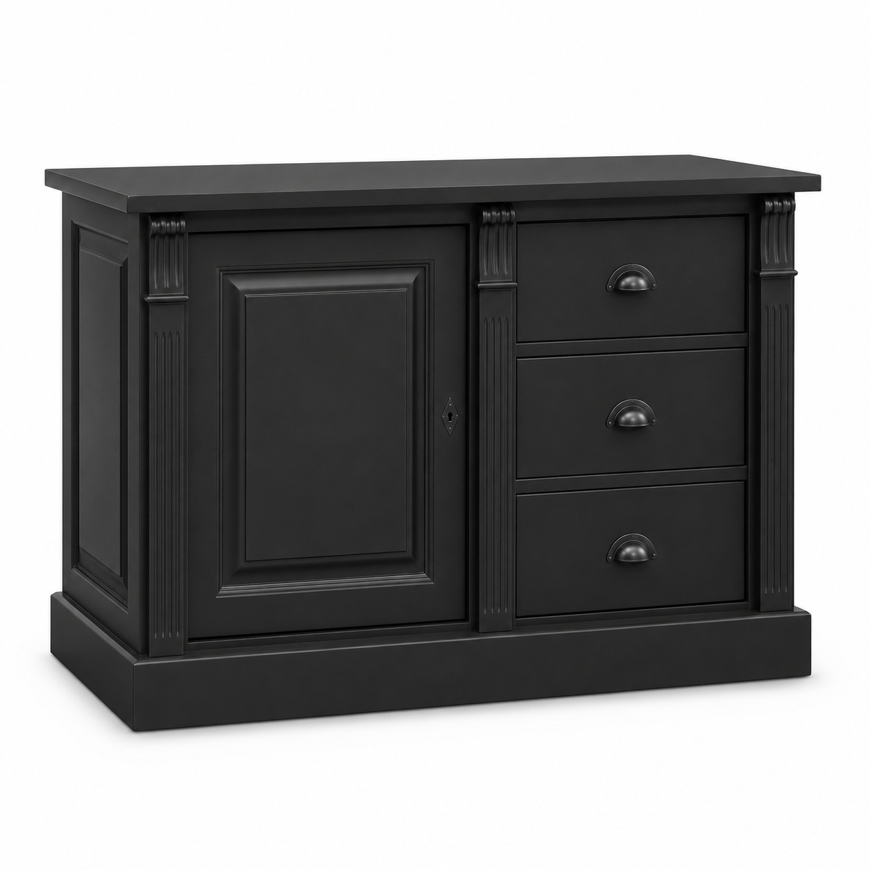 Buffet - Angers - Solid Pine - 116 x 51 x 78 cm - Black