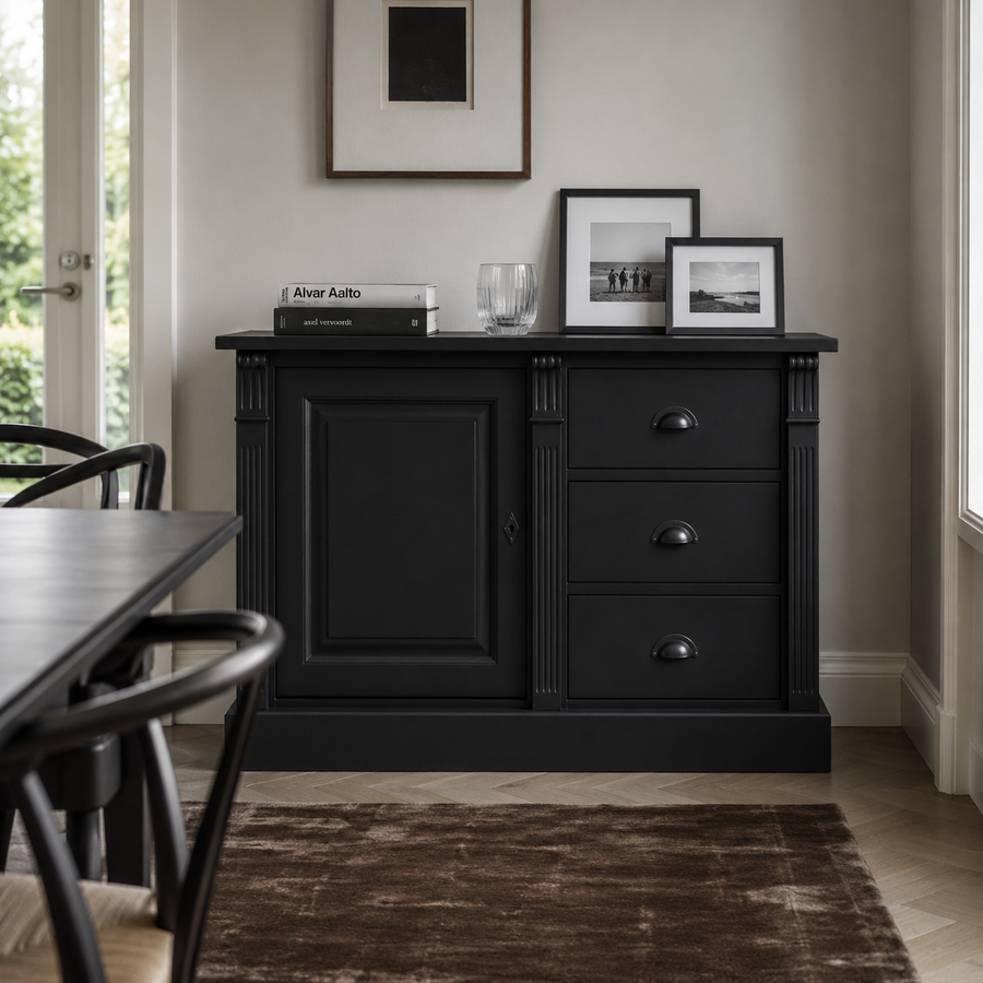 Buffet - Angers - Solid Pine - 116 x 51 x 78 cm - Black