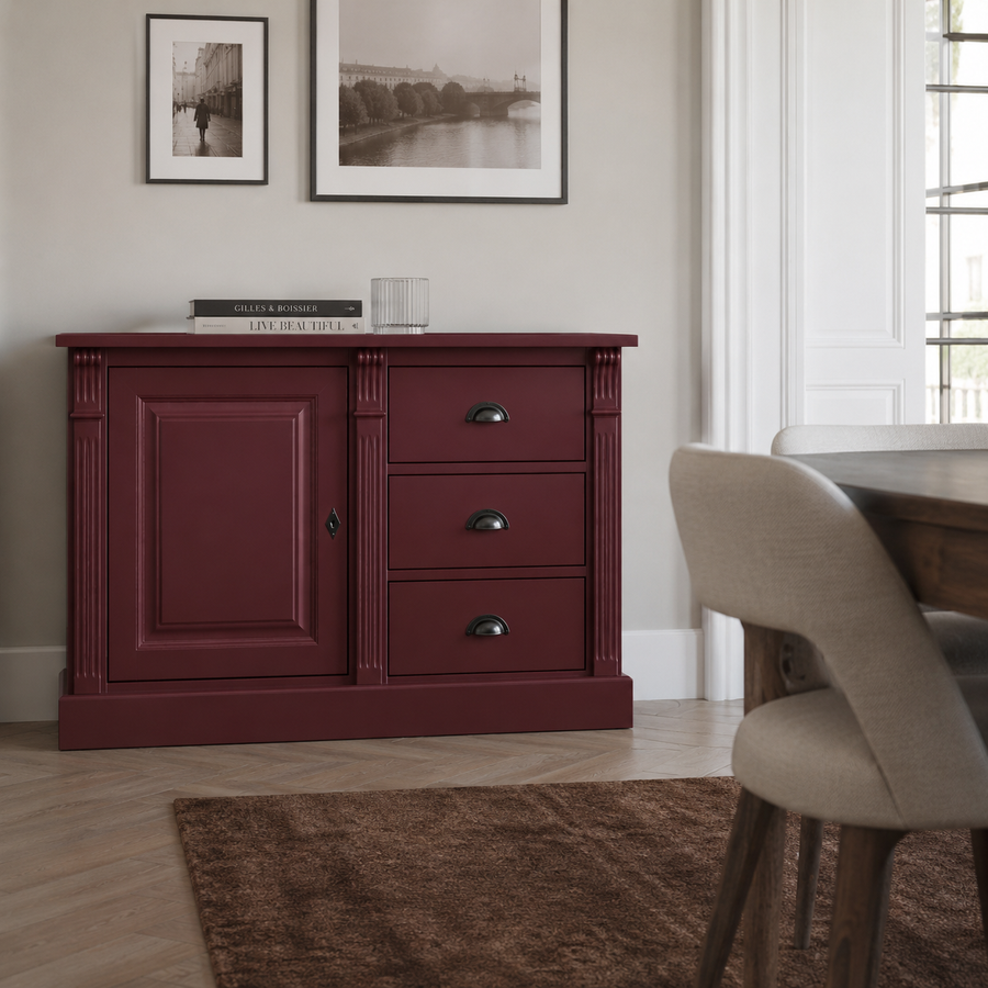 Buffet - Angers - Solid Pine - 116 x 51 x 78 cm - Bordeaux