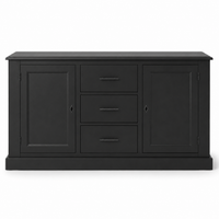 Buffet - Cluny - Solid Pine - 173 x 47 x 93 cm - Black