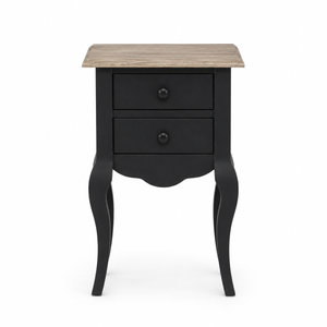 Nightstand - Cahors - Solid Pine - 40 x 34 x 70 cm - Black with Oak Top