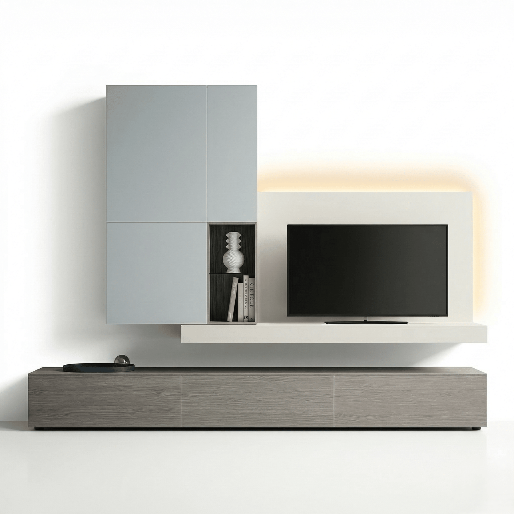 Caldero Luxury Italienisch TV Wandregal | Modern Schwebend Media Konsole mit Minimalist Wandschrank - Marcottestyle Shop