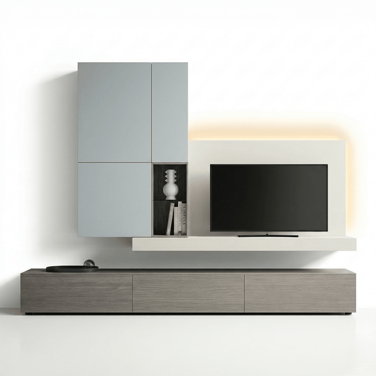 Caldero Luxury Italian TV Wall Unit | Modern Floating Media Console with Minimalist Wall Cabinet - Marcottestyle Shop | Marcottestyle