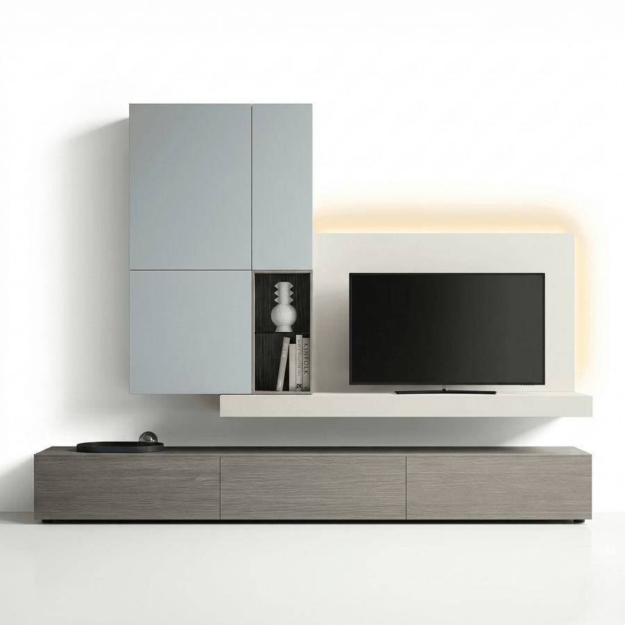 Caldero Luxury Italienisch TV Wandregal | Modern Schwebend Media Konsole mit Minimalist Wandschrank - Marcottestyle Shop