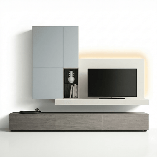 Caldero Luxury Italian TV Wall Unit | Modern Floating Media Console with Minimalist Wall Cabinet - Marcottestyle