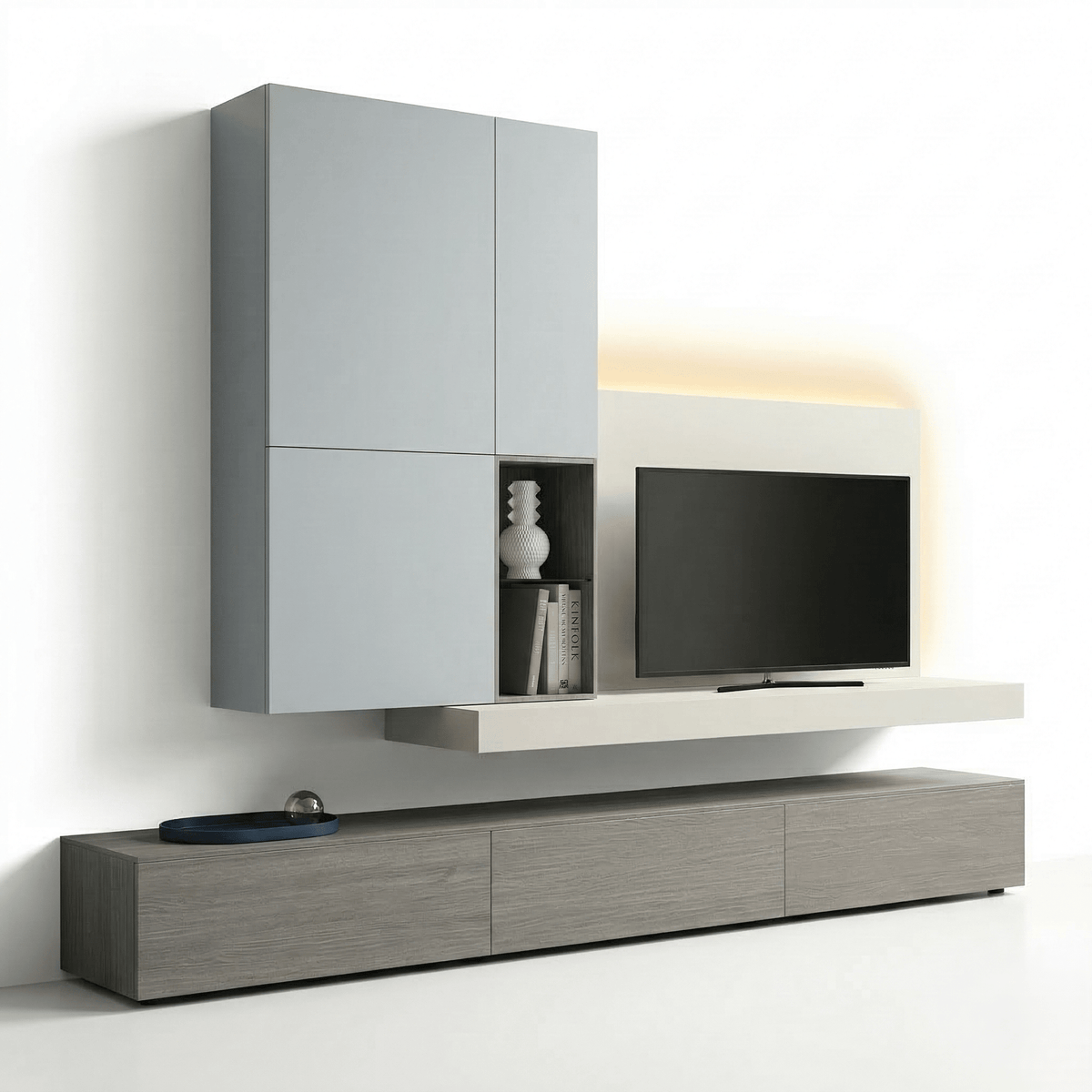 Caldero Luxury Italian TV Wall Unit | Modern Floating Media Console with Minimalist Wall Cabinet - Marcottestyle Shop | Marcottestyle