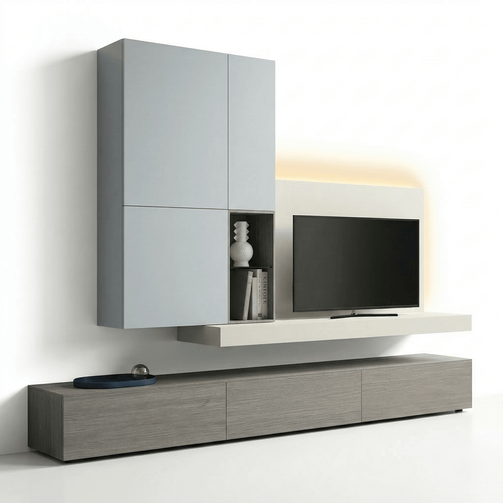 Caldero Luxury Italian TV Wall Unit | Modern Floating Media Console with Minimalist Wall Cabinet - View 2