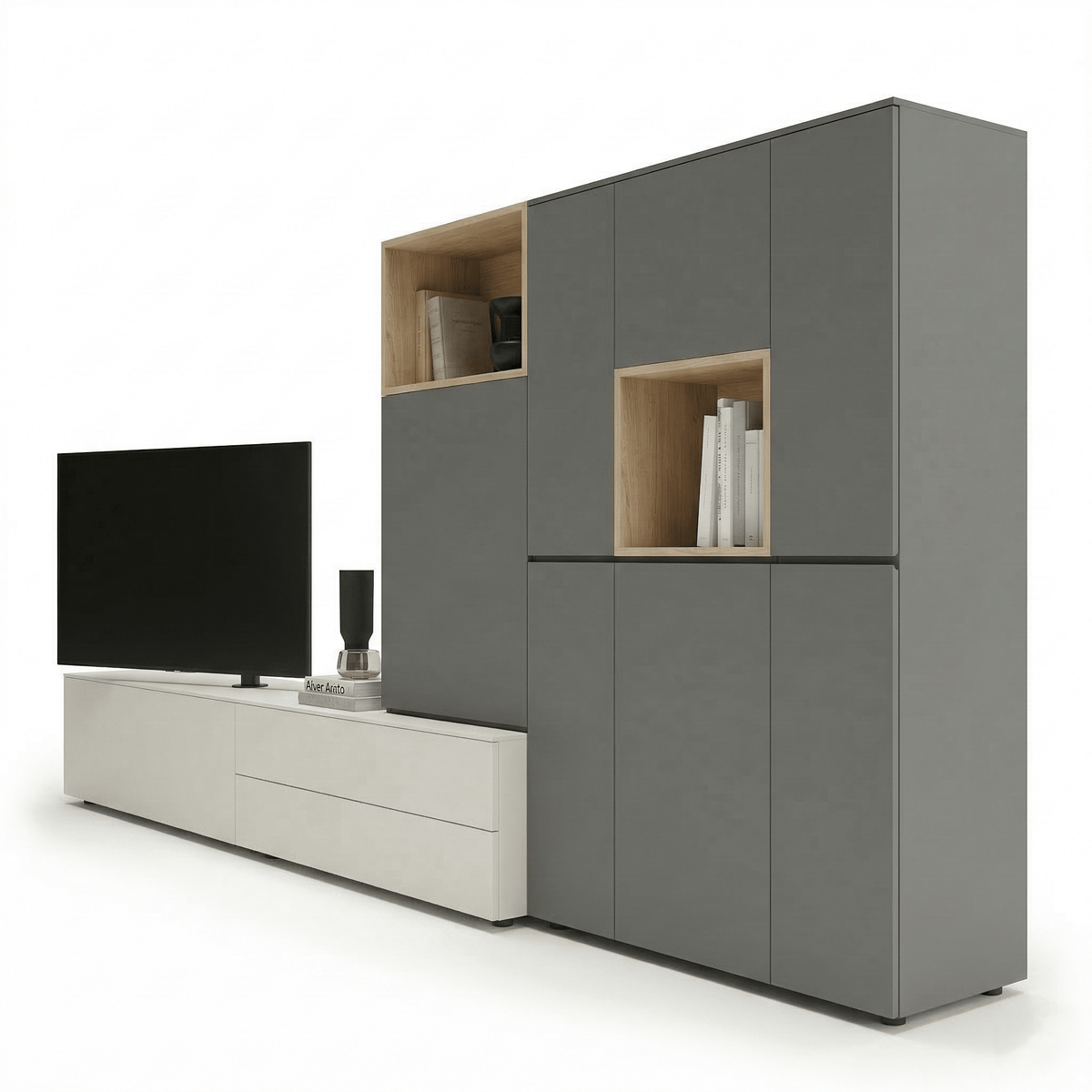 Cavero Italian Designer TV Wall Unit | Modern Storage Wall with Architectural Cabinet System - Marcottestyle Shop | Marcottestyle