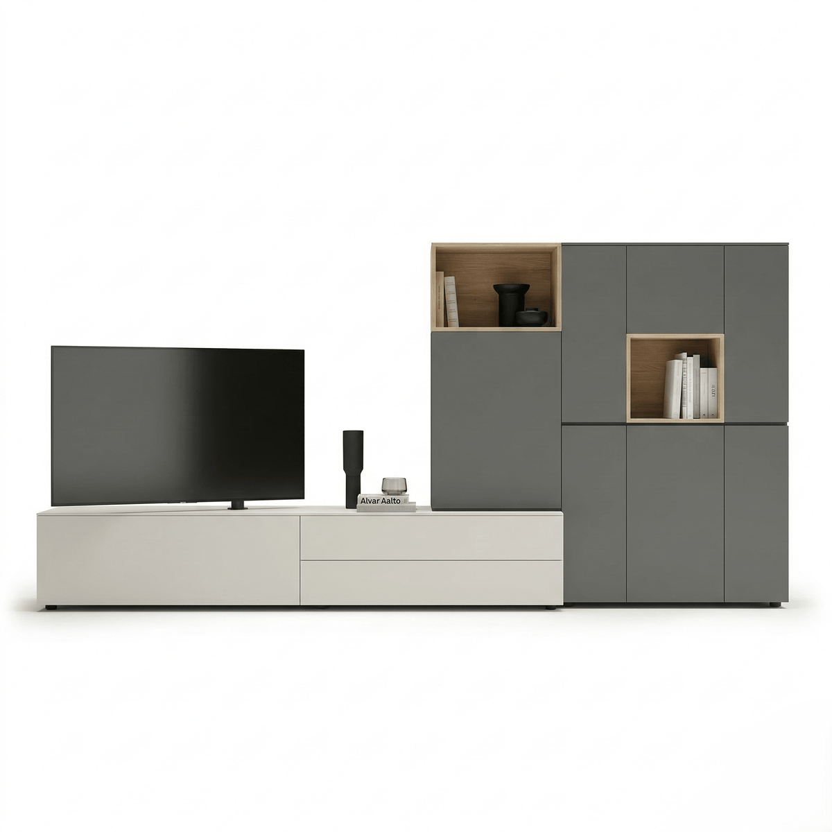 Cavero Italian Designer TV Wall Unit | Modern Storage Wall with Architectural Cabinet System - Marcottestyle Shop | Marcottestyle
