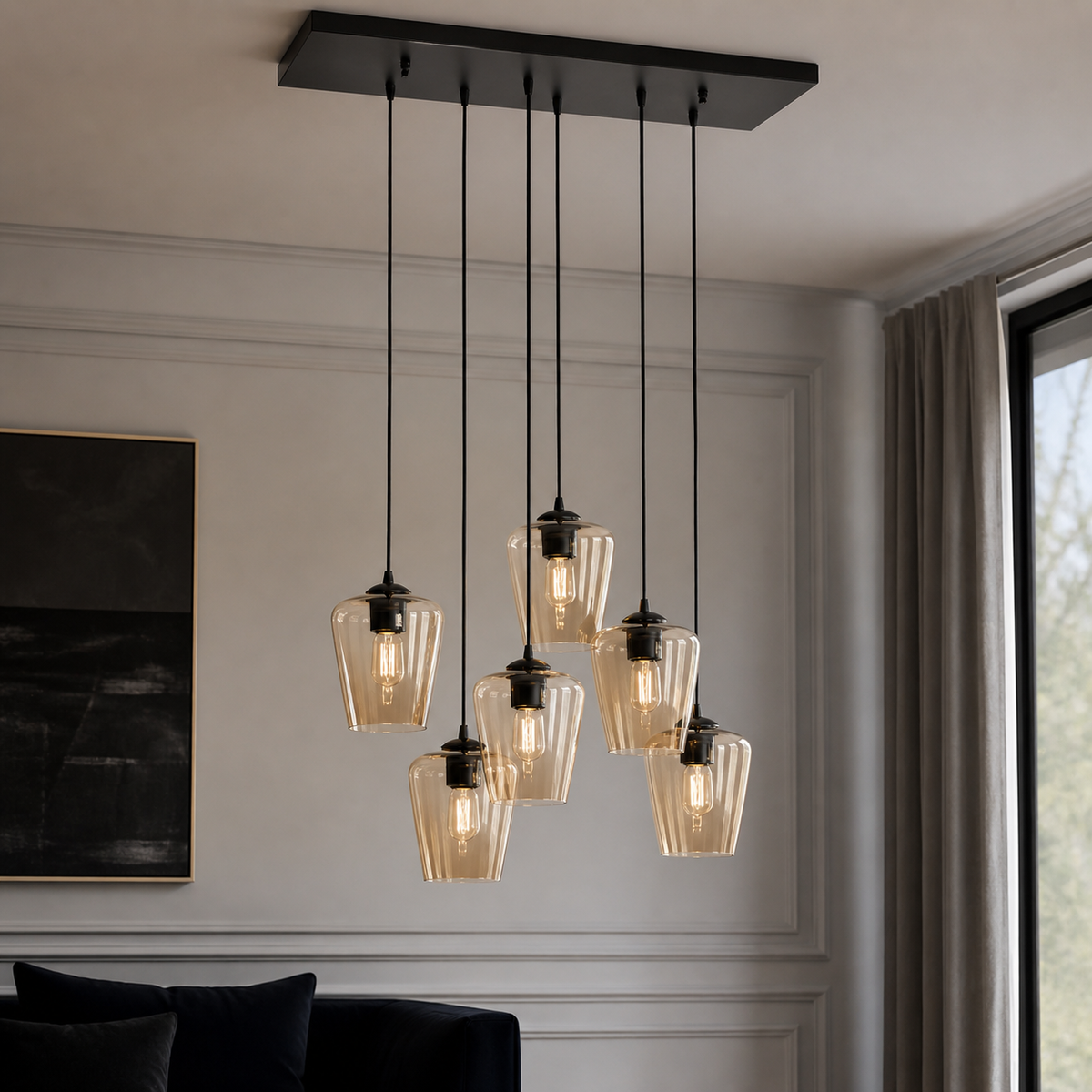 Lampada a Sospensione Ase 1370L - Nero