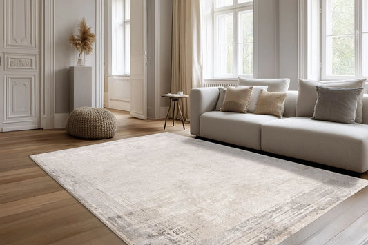 Low-Pile Rug - Estella Beige / Silver Border 4