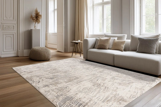 Low-Pile Rug - Estella Beige / Silver Marble