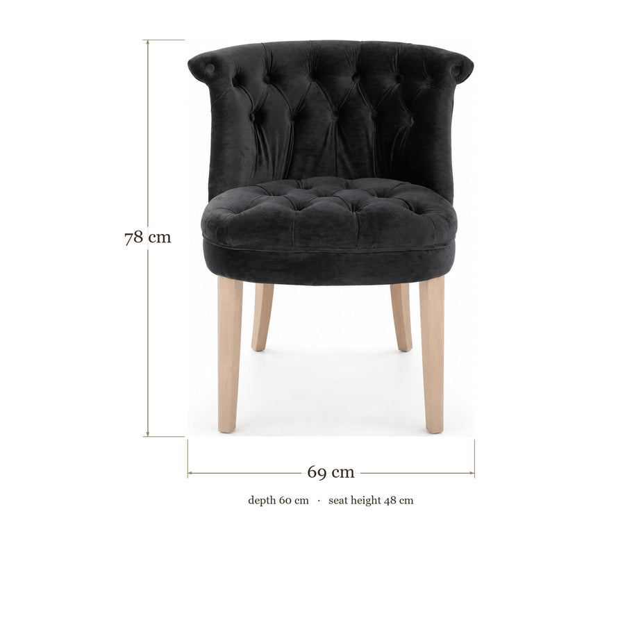 Dining Chair Ducati - Velvet Black - dimensions | Marcottestyle