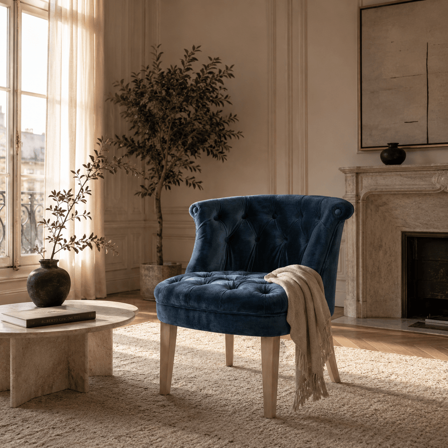 Stoel Ducati - Blauw Fluweel - Marcottestyle Shop