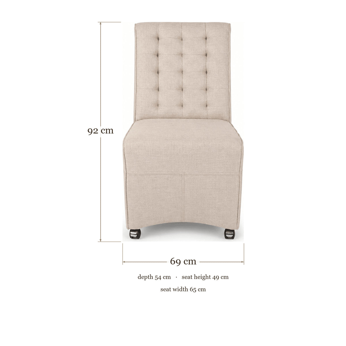 Dining Chair Stirum - Beige Fabric - dimensions | Marcottestyle