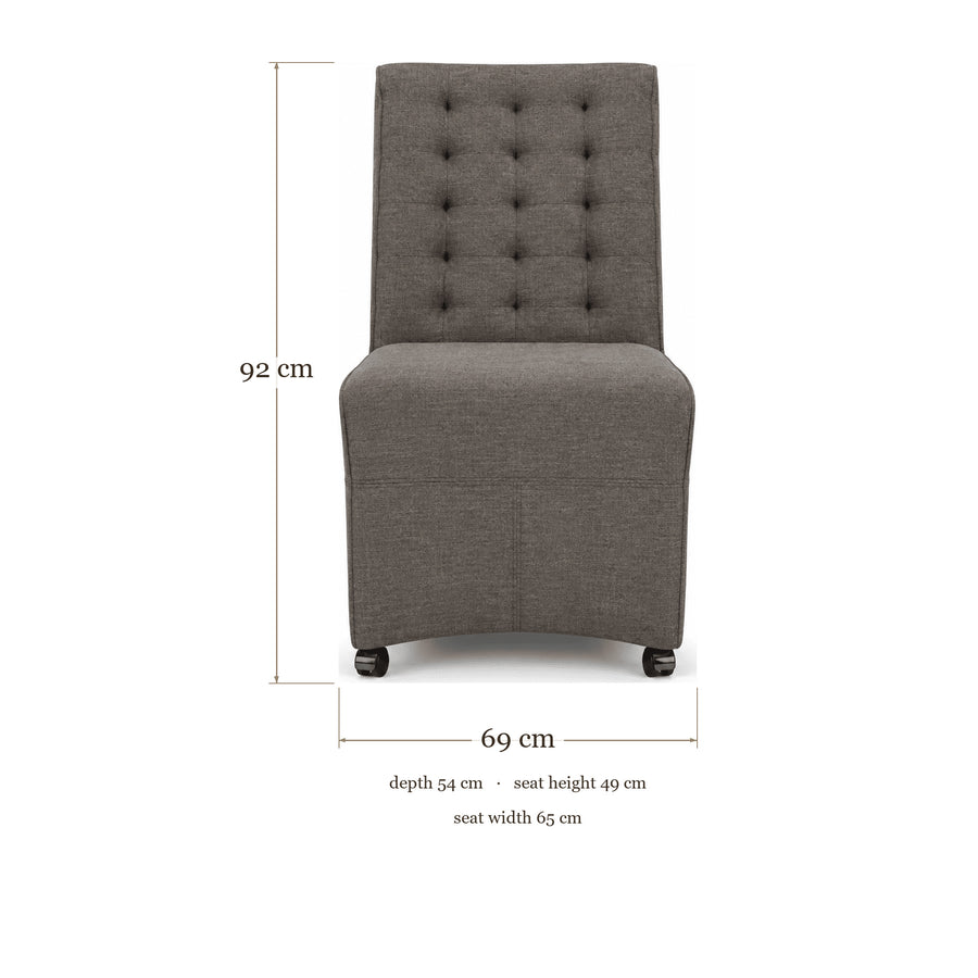 Dining Chair Stirum - Dark Brown Fabric - dimensions | Marcottestyle