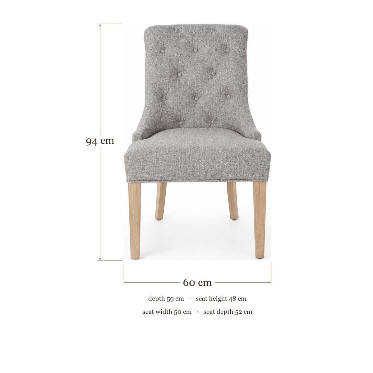 Dining Chair Verona - Grey - Country Style - dimensions | Marcottestyle