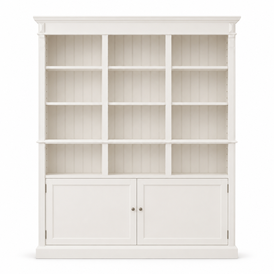 Bookcase - Chambord - Solid Pine - 180 x 39 x 197 cm - White