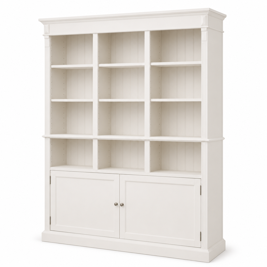 Bookcase - Chambord - Solid Pine - 180 x 39 x 197 cm - White