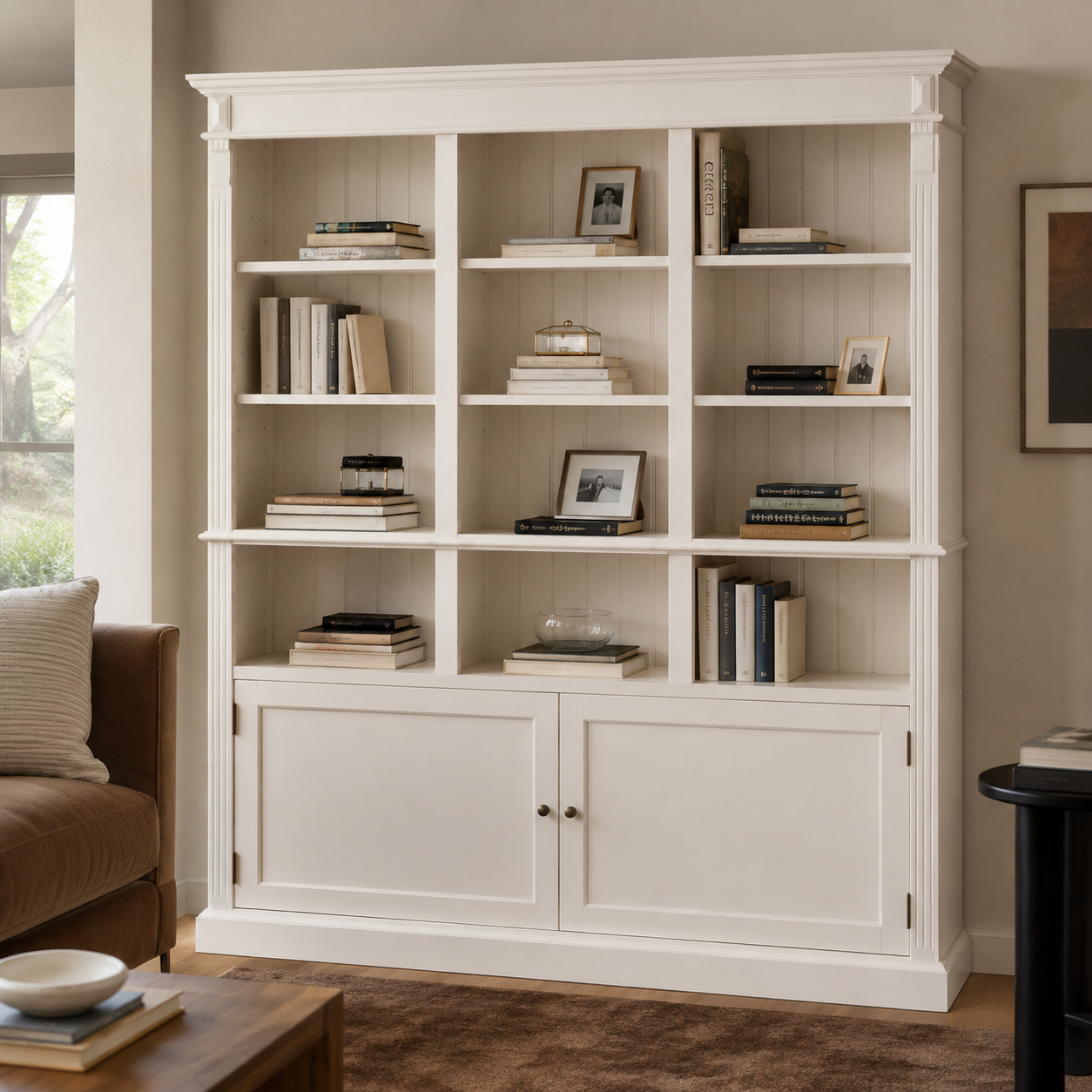 Bookcase - Chambord - Solid Pine - 180 x 39 x 197 cm - White