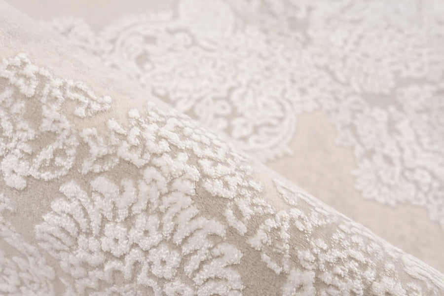 Low-Pile Rug - Fiore Cream / Silver