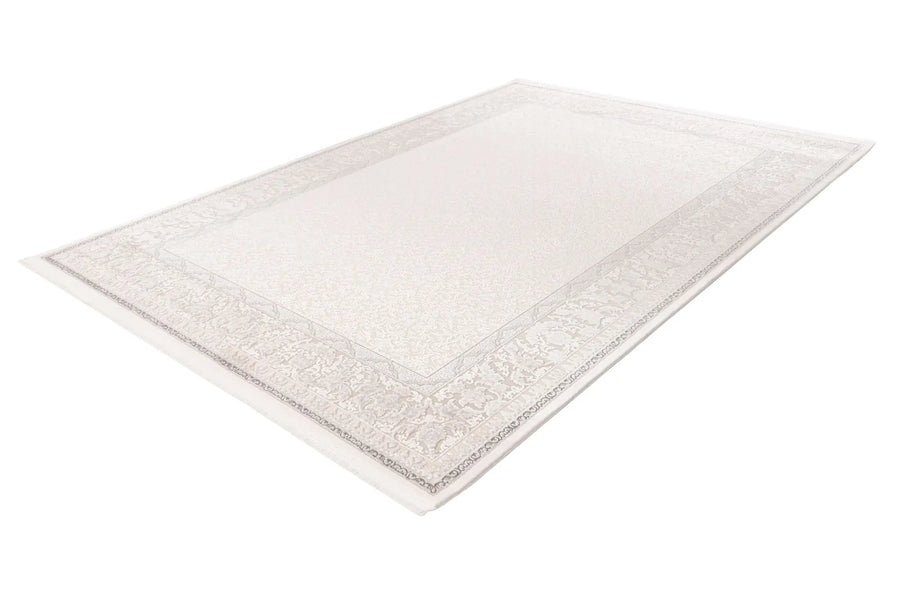 Low-Pile Rug - Fiore Cream / Silver Border