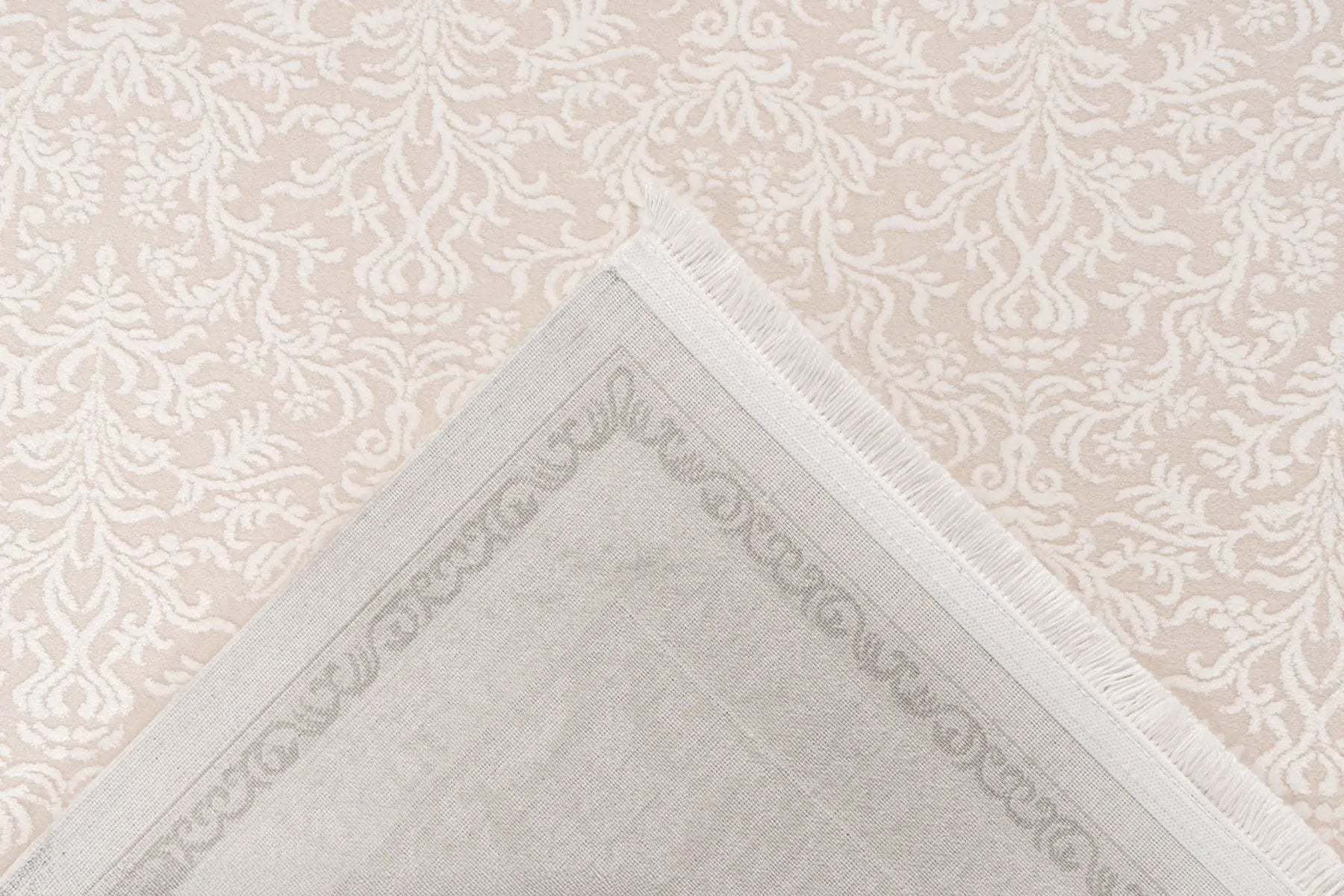 Low-Pile Rug - Fiore Cream / Silver Border
