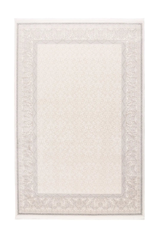 Low-Pile Rug - Fiore Cream / Silver Border