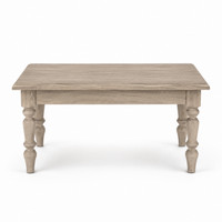 Pomerol coffee table in solid oak, front view on white background