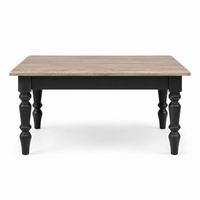 Pomerol coffee table in black with oak top, front view on white background