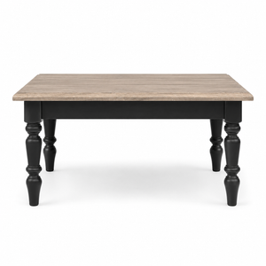 Coffee table - Pomerol - Solid Pine - 90 x 65 x 45 cm - Black with Oak Top