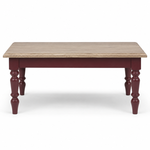 Coffee table - Pomerol - Solid Pine - 90 x 65 x 45 cm - Bordeaux with Oak Top
