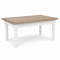 Pomerol coffee table in white with a solid oak top, three-quarter angle view