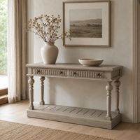Gaillac console table in solid oak styled in a hallway