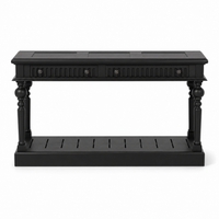 Gaillac console table in black, front view on white background