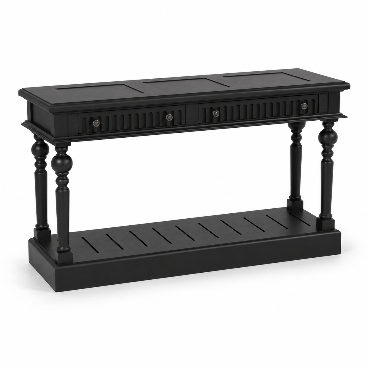 Gaillac console table in black, three-quarter angle view
