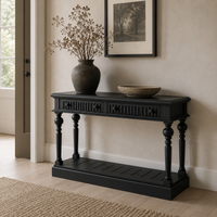 Gaillac console table in black styled in a hallway
