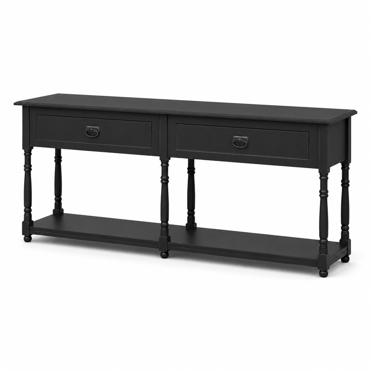 Tournus console table in black, three-quarter angle view