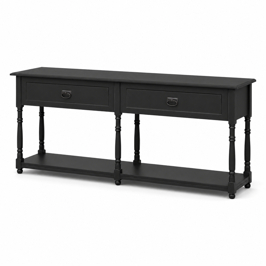 Tournus console table in black, three-quarter angle view
