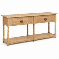 Tournus console table in solid oak, three-quarter angle view