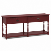 Tournus console table in bordeaux, three-quarter angle view