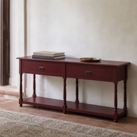 Tournus console table in bordeaux styled in an entrance hall