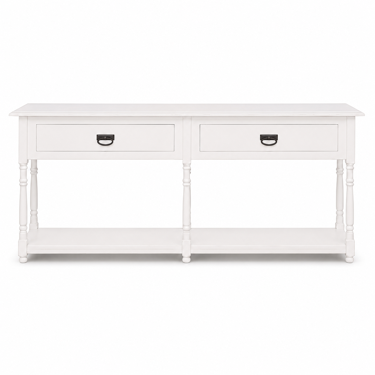Tournus console table in white, front view on white background