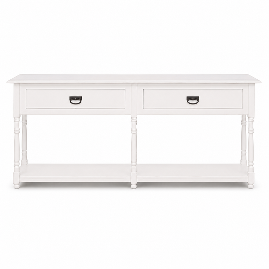 Tournus console table in white, front view on white background