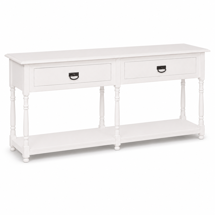 Tournus console table in white, three-quarter angle view
