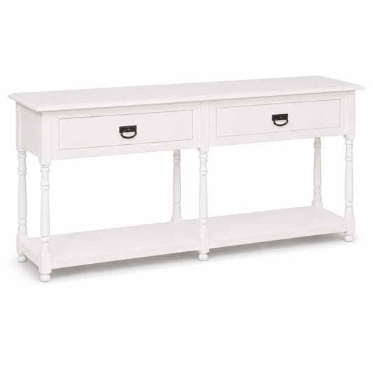Tournus console table in white, three-quarter angle view