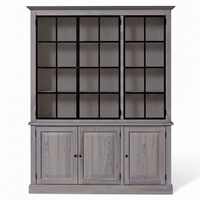 Wexford Display Schrank - Dark Grey Oak mit 3 Glasplattentüren - Seitenansicht | Marcottestyle