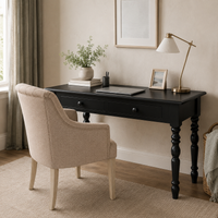 Auray desk in black styled in a home office