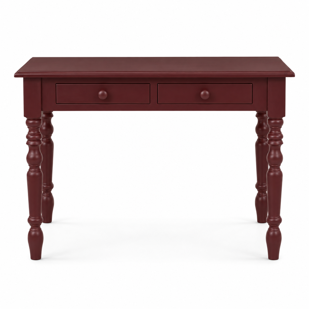 Auray desk in bordeaux, front view on white background